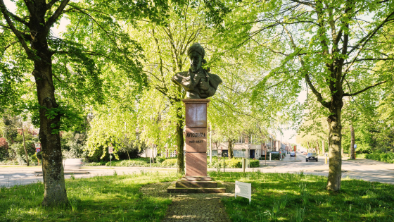 Foto van het borstbeeld van Avicenna