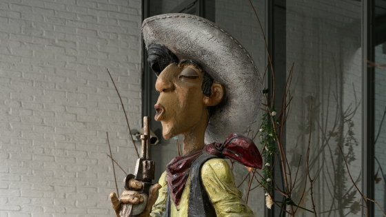 Foto van het standbeeld Lucky Luke