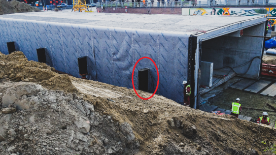 Betonschade aan ondersteuningsblok fiets- en bustunnel Kortrijk