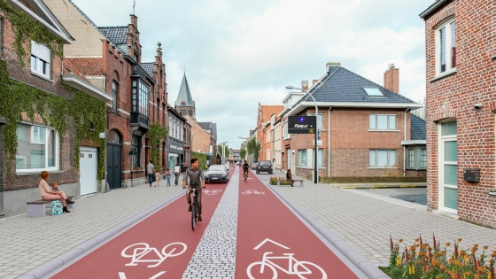 Simulatie herinrichting Driekerkenstraat Bissegem