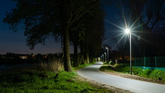 Foto LED-verlichting langs de Leie in Kortrijk