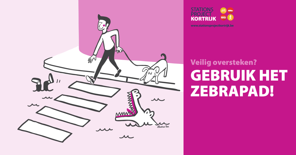 Campagne voor Veilig Oversteken? Gebruik het zebrapad! een Kortrijk project