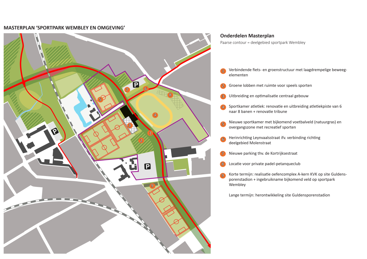 Overzicht van het sportpark wembley