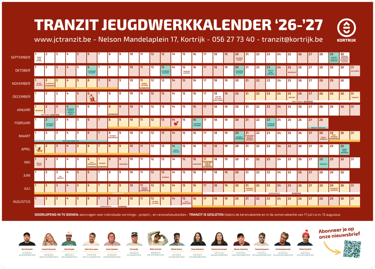 Jeugdwerkkalender Tranzit 2026-2027