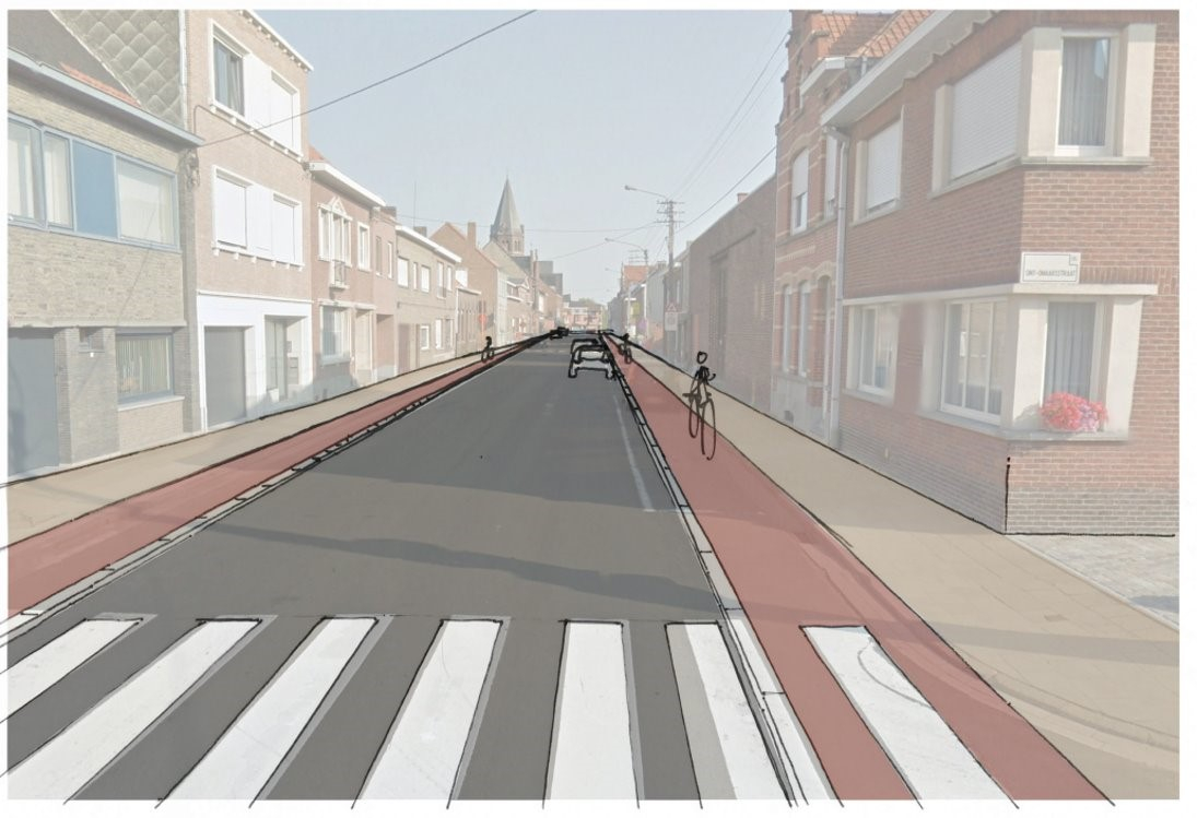 Herinrichting Driekerkenstraat Bissegem fietspadenconcept