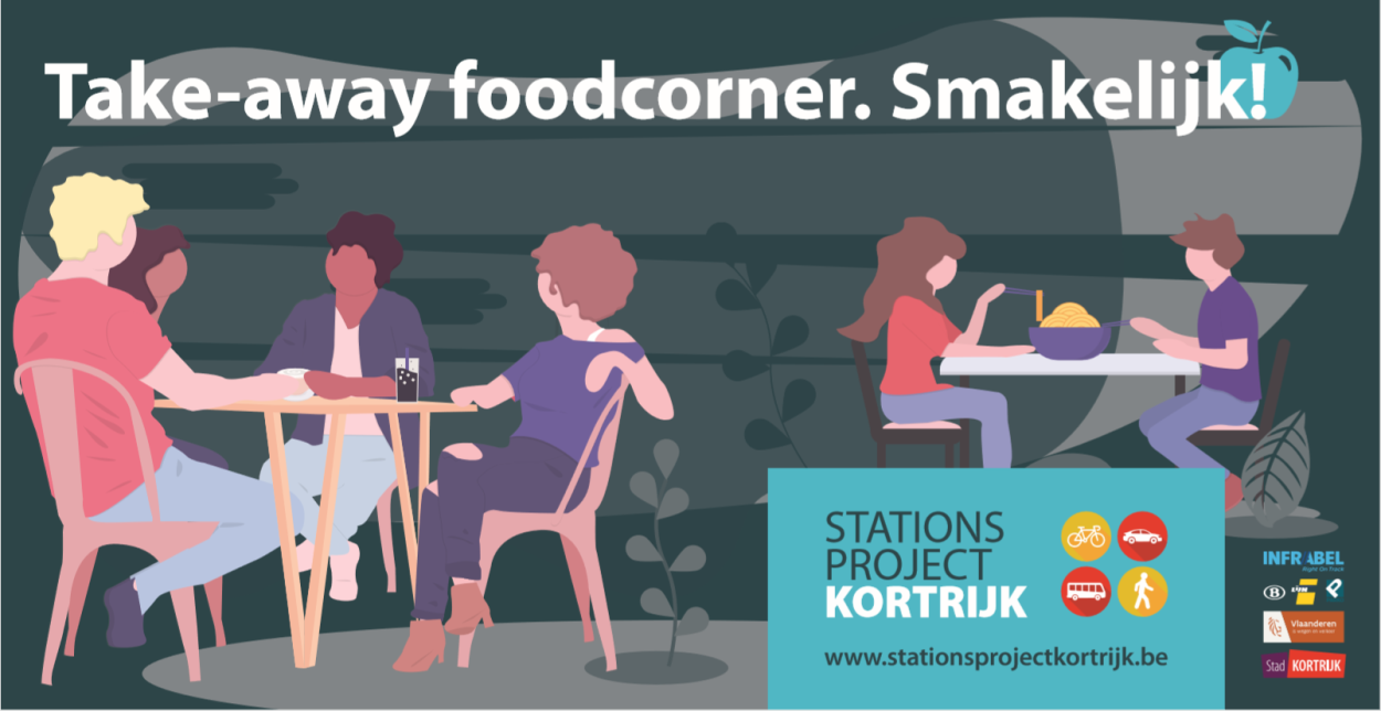 Illustratie Foodcorner Appel voor stationsproject Kortrijk
