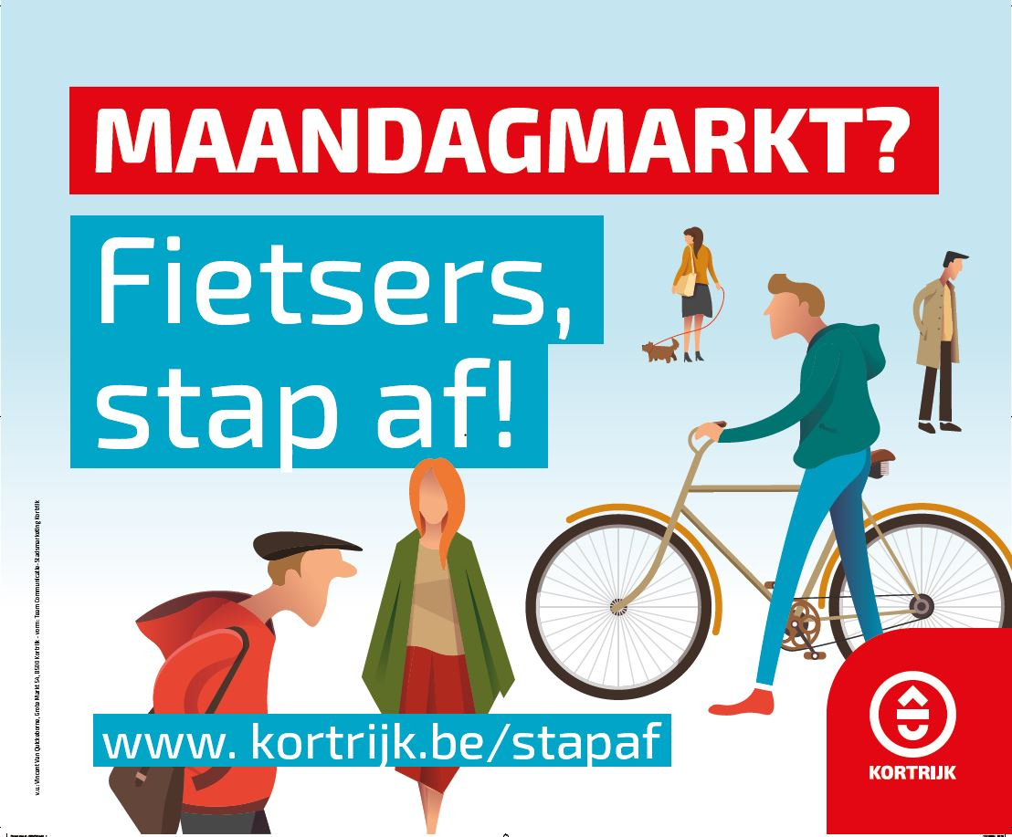 maandagmarkt fietser stap af