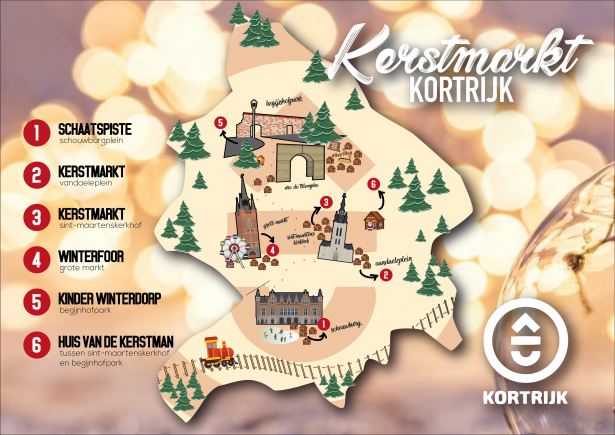 Plannetje van de kerstmarkt in Kortrijk 2021