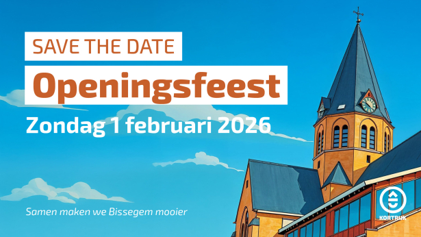 Illustratie Bissegem kerk openingsfeest save the date 2026