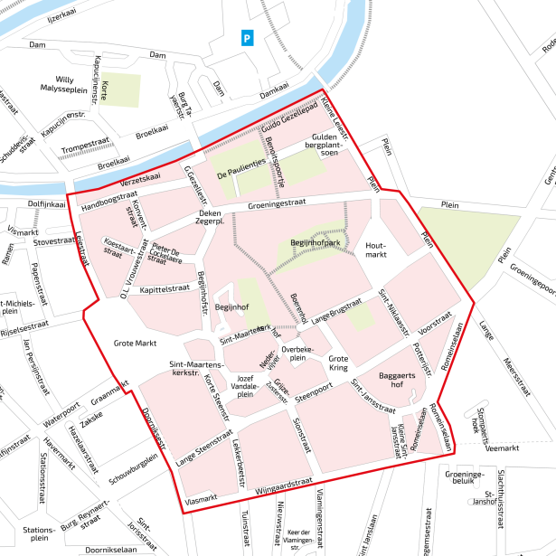 Kaartje zone historisch centrum composttuin 