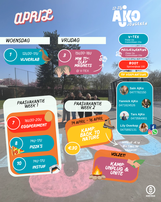 Kalender jongerenwerking AjKo Paasvakantie
