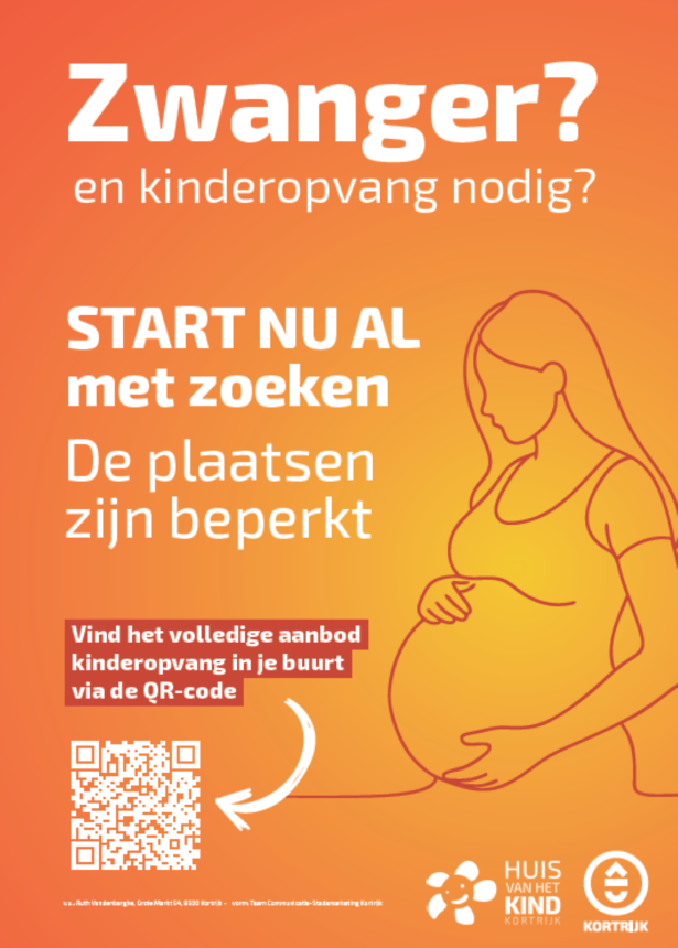 Poster Zwanger? en kinderopvang nodig? Start nu al met zoeken. de plaatsen zijn beperkt