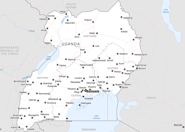 base map of Uganda