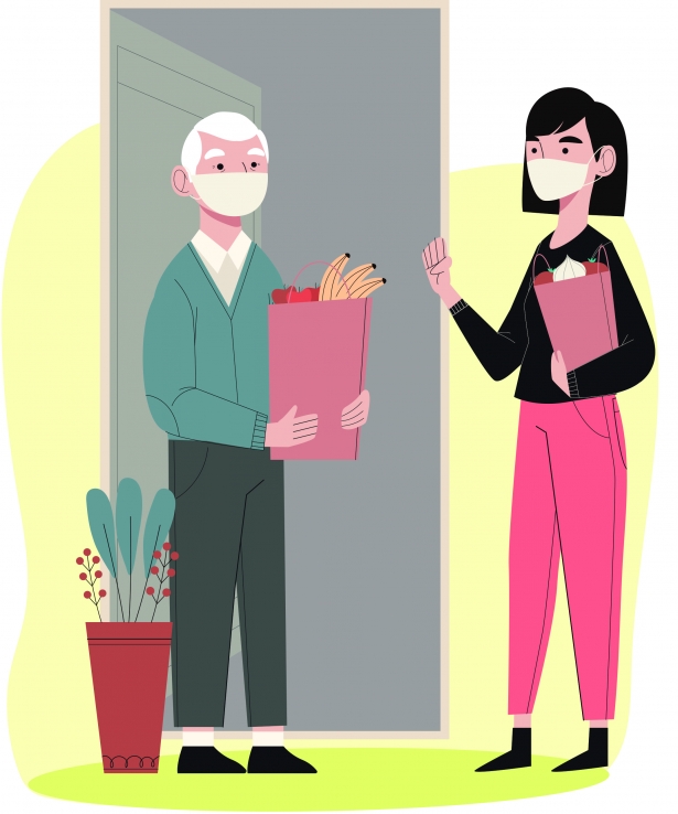 Illustratie helpende buren helpen