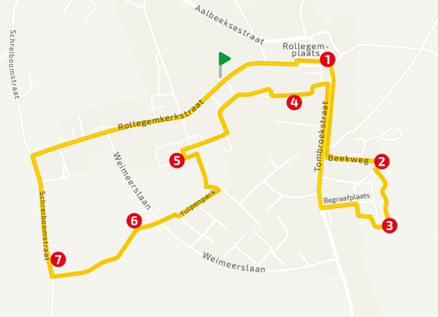 Kaart Rollegem wandeling 2 juni 2026