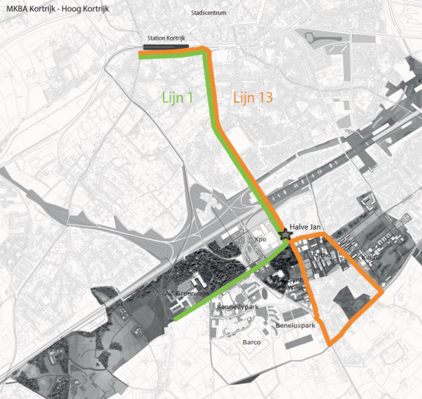 Kaart trajecten HOV